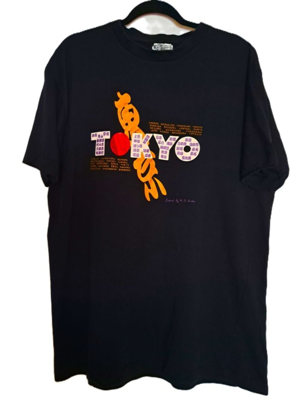 VTG Tokyo Japan Graphic T-Shirt Black Men's Size XXL Local Neighborhoods Map